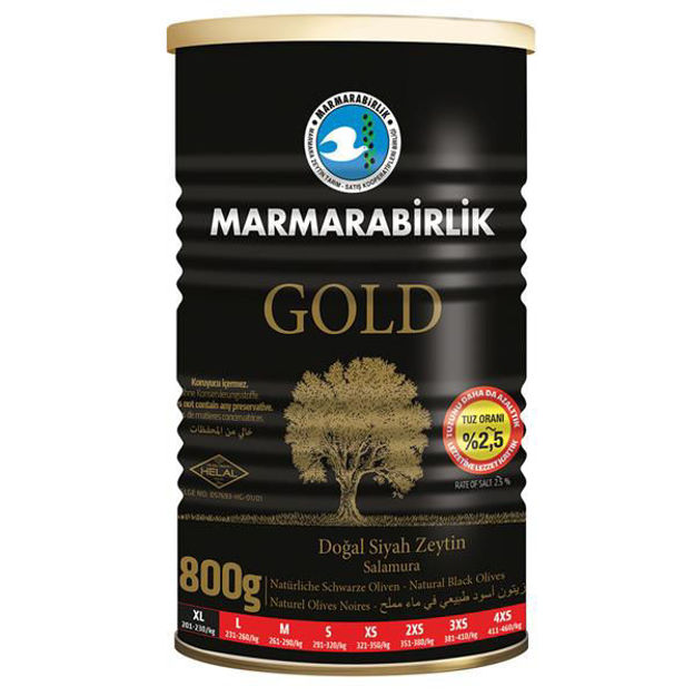 Picture of MARMARABIRLIK Gold Low Salt Black Olives XL 800g