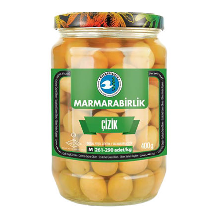 Picture of MARMARABIRLIK Scratched Green Olives 400g