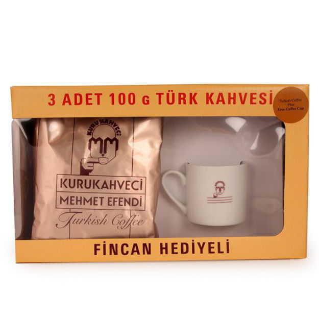 Kurukahveci Mehmet Efendi Ground and Roasted Turkish Coffee with Coffee Cup resmi