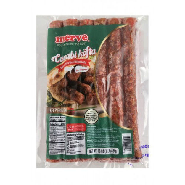 Merve Seasoned Beef Meatballs (Cevapi Kofte 24 pc) - 1 lb resmi