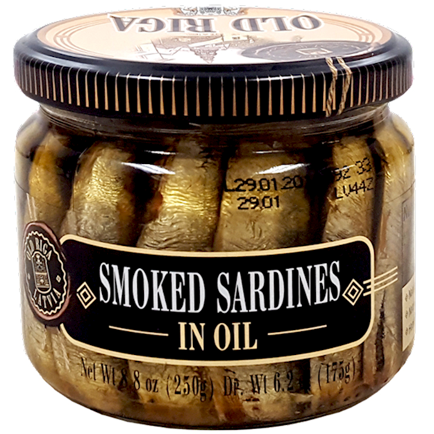 SMOKED SARDINES IN OIL (GLASS JAR) 250G resmi