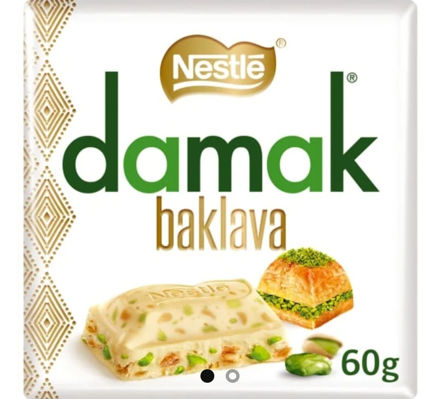 Picture of Nestle Damak Baklava White Chocolate Bar with Pistachio, 60g – 2.2o