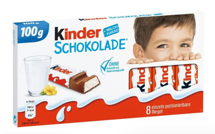 Picture of Kinder Milk Cream Chocolate Bars 8 Pack 100g