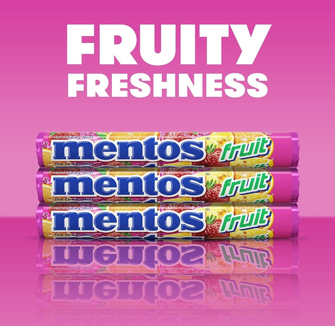 Turkish Food Market. Mentos Candy, Mint Chewy Candy Roll with Fruit
