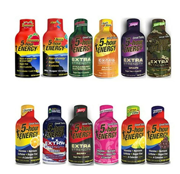 Picture of 5 hour energy shots variety pack- assortment of regular & extra strength 12 count