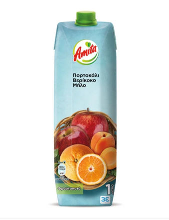 Picture of AMITA ORANGE, APPLE & APRICOT JUICE 1Lt