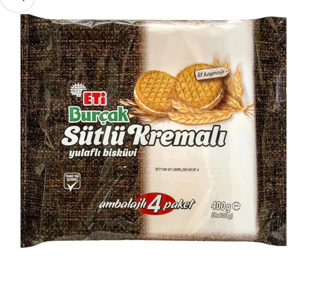 Picture of Eti Burcak Oat Cookies with milk cream  4 Pcs 14.10 Oz (400 Gr)
